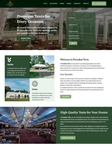 paradise tents website